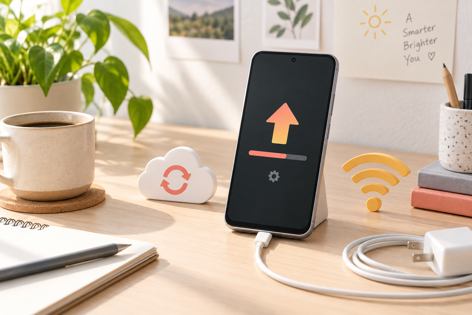 スマートフォンの大型ソフトウェアアップデートを表したオリジナルイメージ